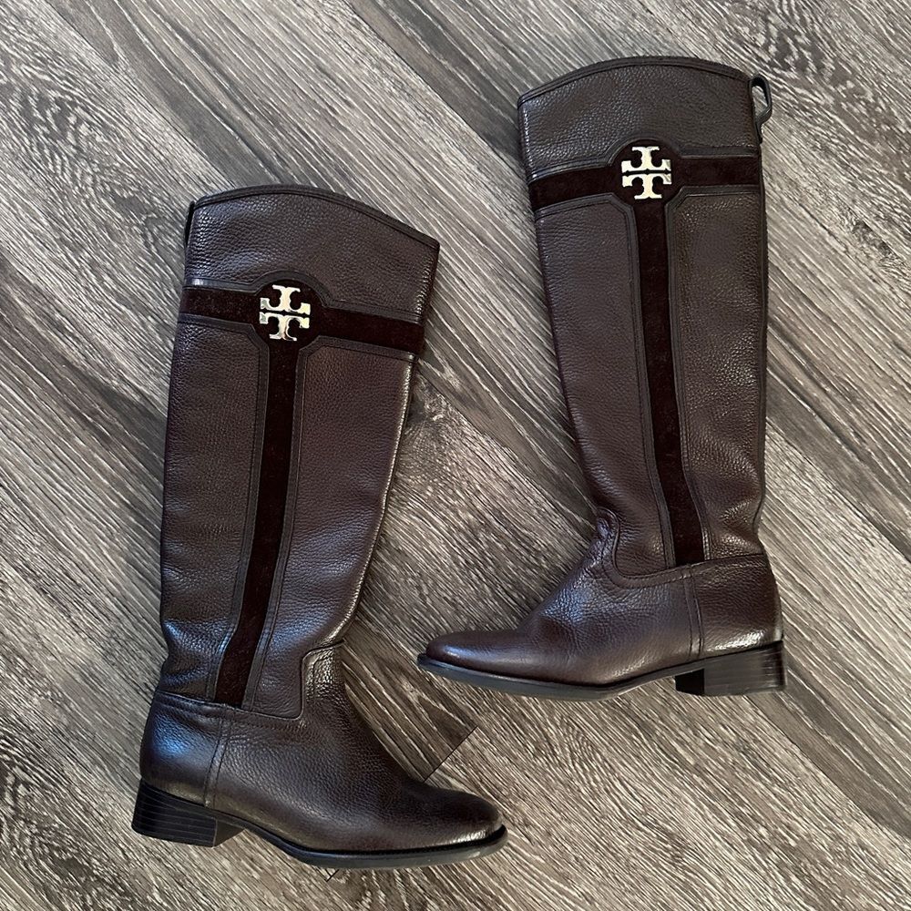 Tory Burch Brown Leather Riding Boots